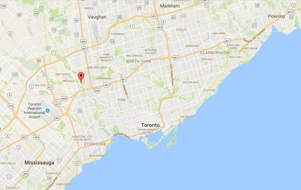 Kort af Elms umdæmi Toronto