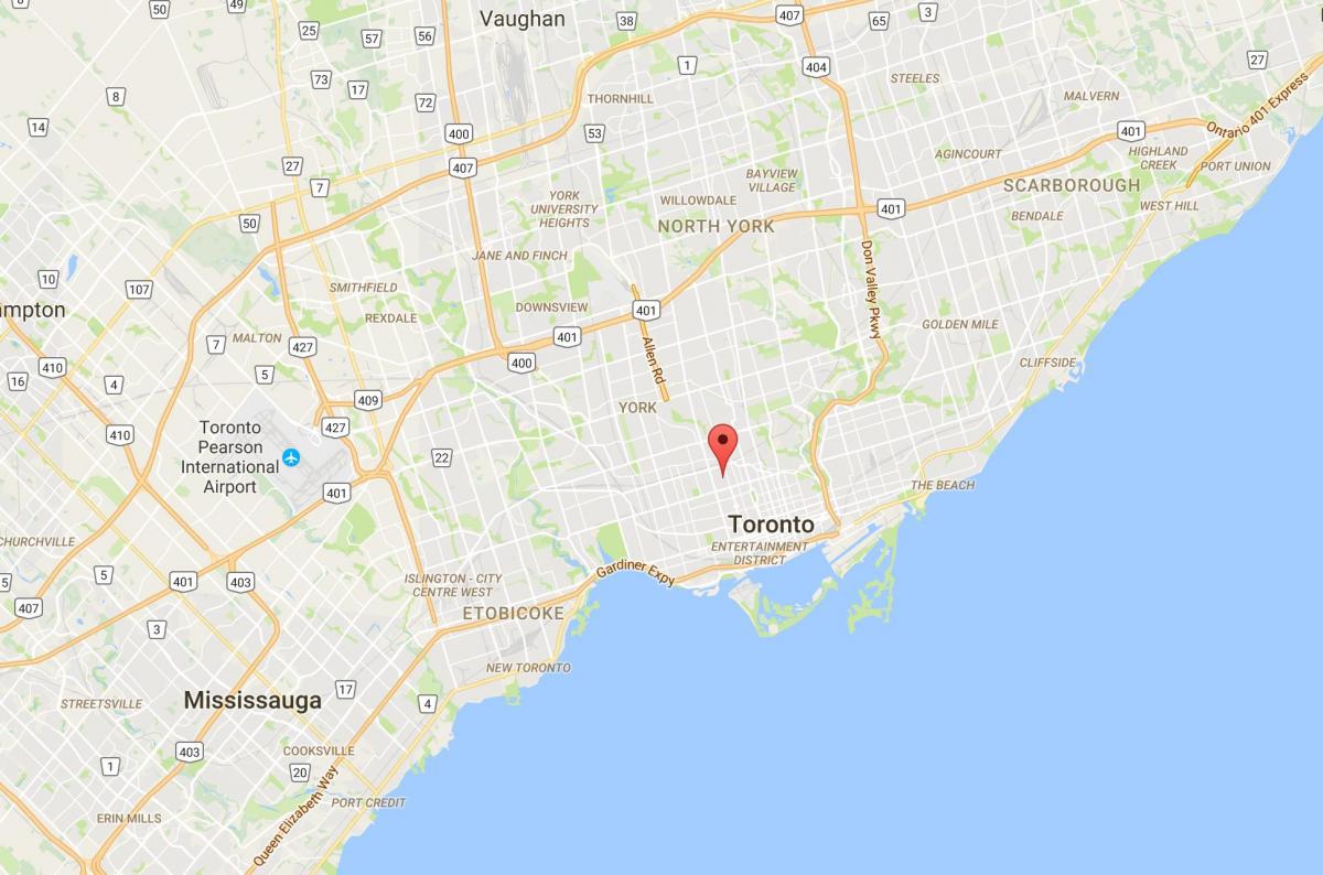 Kort af Viðauka umdæmi Toronto