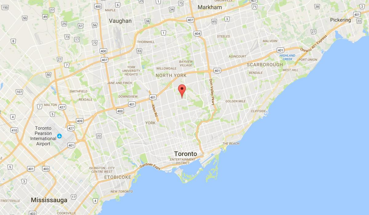 Kort af Wanless Park umdæmi Toronto