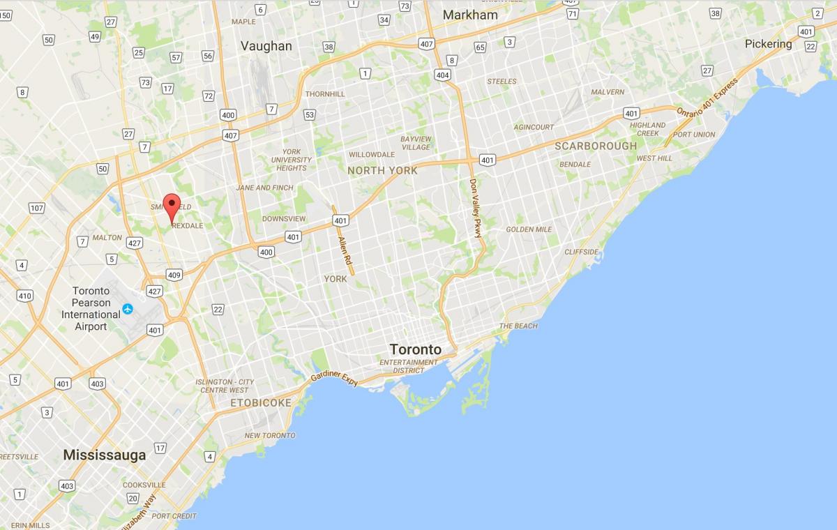 Kort af West gamlar byggingar-Clairville umdæmi Toronto