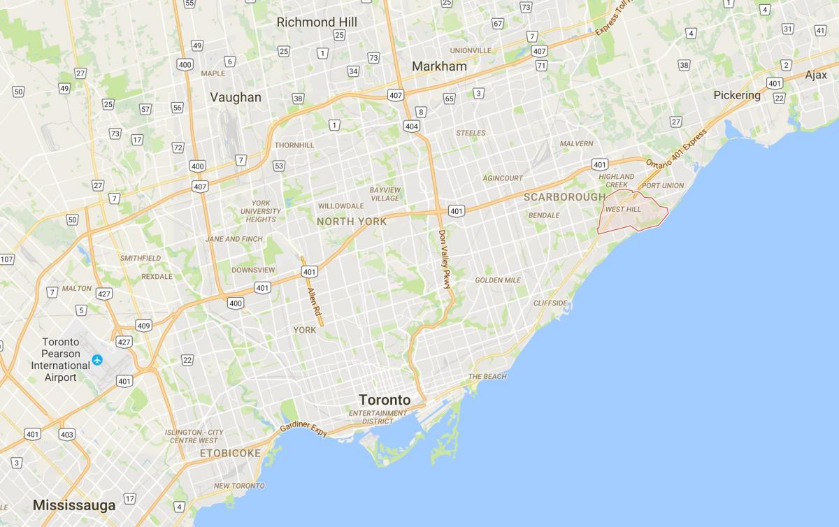 Kort af West Hill umdæmi Toronto