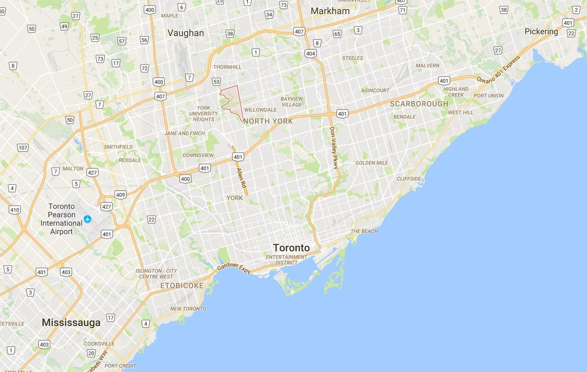 Kort af London–Branson umdæmi Toronto
