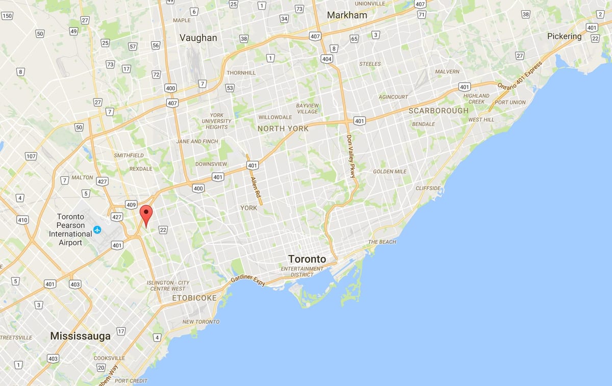 Kort af Willowridge umdæmi Toronto