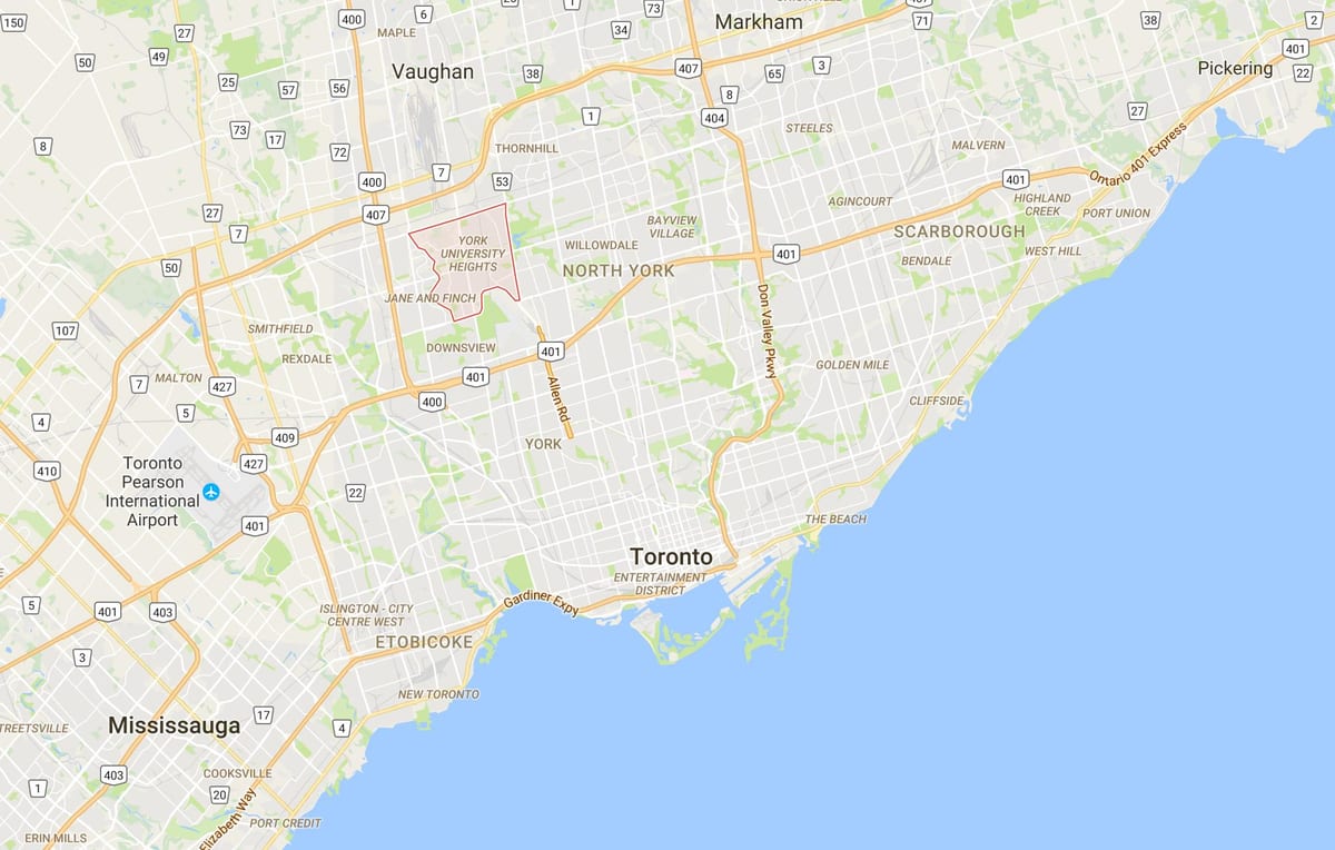 Kort af York Háskóla Heights umdæmi Toronto