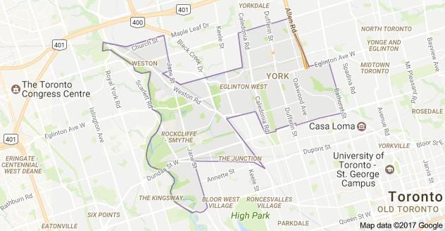 Kort af York Toronto í Kanada