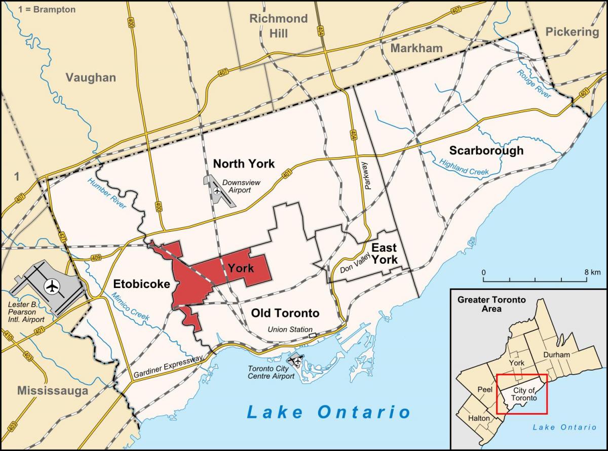 Kort af York Toronto