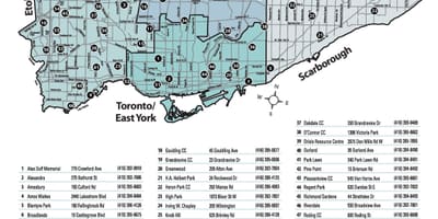Kort af Úti sundlaugar Toronto