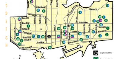 Kort af aðstöðu afþreyingu Toronto