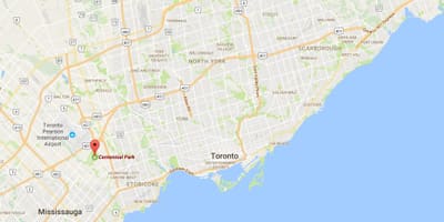 Kort af Aldamótunum Park umdæmi Toronto