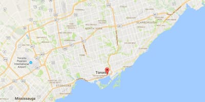 Kort af Austur Á umdæmi Toronto