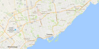 Kort af Bathurst Manor umdæmi Toronto