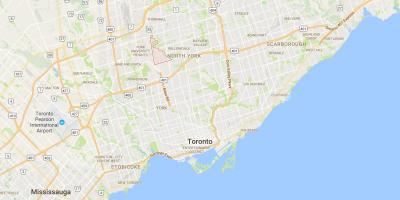 Kort af Bathurst Manor umdæmi Toronto