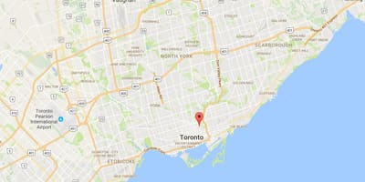 Kort af Cabbagetown umdæmi Toronto