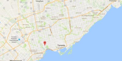Kort af Carlton vesturbænum umdæmi Toronto