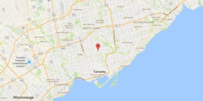Kort af Davisville Þorpinu umdæmi Toronto