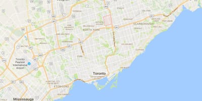 Kort af Vil Valley Þorpinu umdæmi Toronto