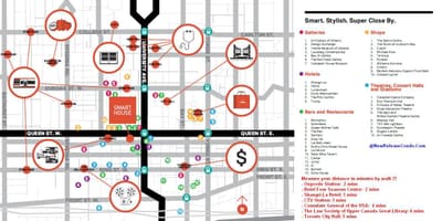 Kort af Drottning götunni Toronto