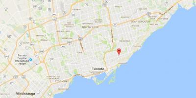 Kort af Austur Danforth umdæmi Toronto