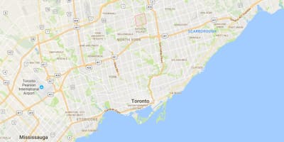 Kort af evergreen laurel Skóginum – Steeles umdæmi Toronto