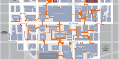 Kort af fjármálahverfið Toronto