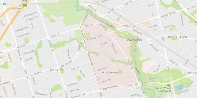 Kort af gamlar byggingar Heights – Westmount hverfinu Toronto