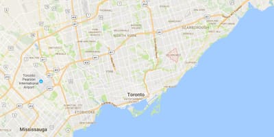 Kort af Golden Míla umdæmi Toronto