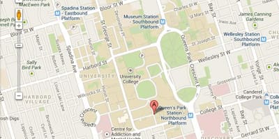 Kort af háskólann í Toronto St George