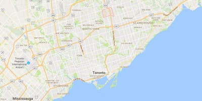 Kort af Hillcrest Þorpinu umdæmi Toronto