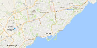 Kort af Hnetu umdæmi Toronto