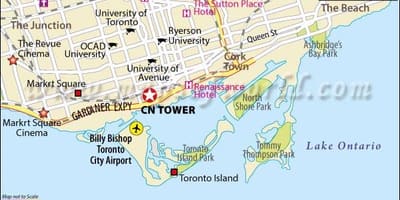Kort af KÍNA turninn Toronto