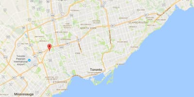 Kort af Kingsview Þorpinu umdæmi Toronto