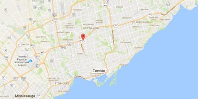 Kort af Lawrence Manor umdæmi Toronto