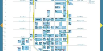 Kort af Leið fjármálahverfið Toronto