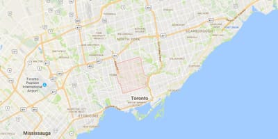 Kort af Midtown umdæmi Toronto