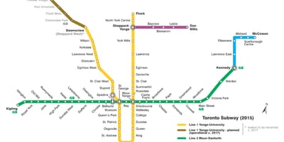 Kort af neðanjarðarlestinni Toronto