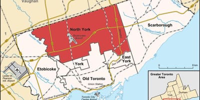 Kort af Norður York Toronto
