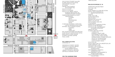 Kort af OCAD Háskóla Toronto