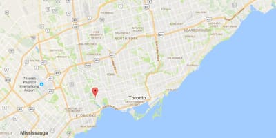 Kort af Old Mill umdæmi Toronto
