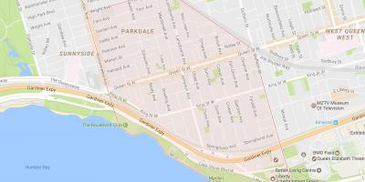 Kort af Parkdale hverfinu Toronto