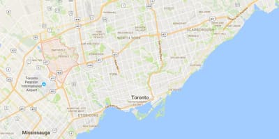 Kort af Rexdale umdæmi Toronto