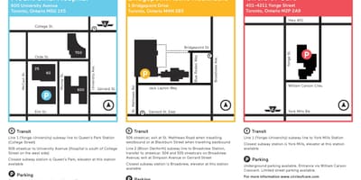 Kort af Sínaí heilbrigðiskerfið Toronto