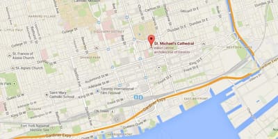 Kort af St Michael Dómkirkjan Toronto yfirlit