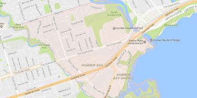 Kort af Stonegate-Queensway hverfinu hverfinu Toronto