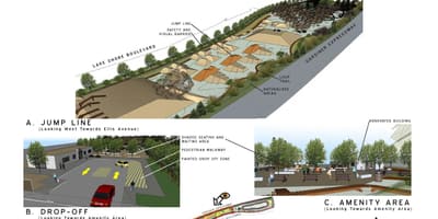 Kort af Sunnyside hjólinu park Toronto hoppa línu
