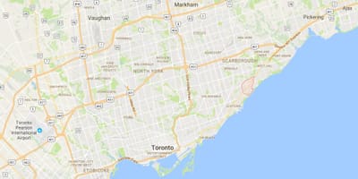 Kort af Thornhill Þorpinu umdæmi Toronto