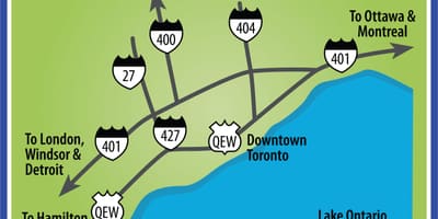 Kort af Toronto akstur áttir