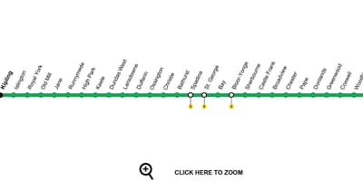 Kort af Toronto næsta lína 2 Carlton-Danforth