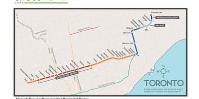 Kort af Toronto næsta lína 5 Eglinton