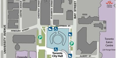 Kort af Toronto ráðhúsinu