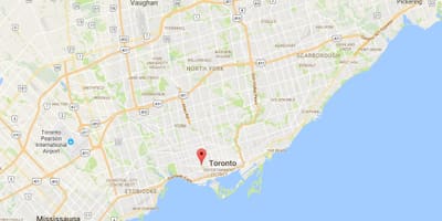 Kort af Trinity–Bellwoods umdæmi Toronto